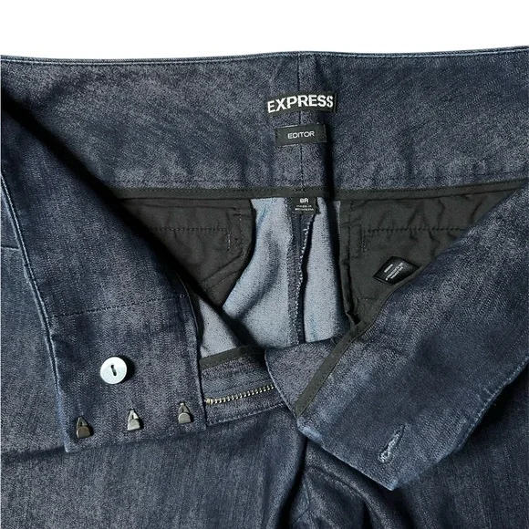 Express Editor Mid-Rise Straight Leg Denim Trouser Jean Blue Size 8R - Picture 3 of 11